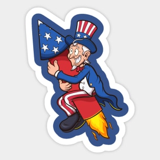 Uncle Sam Riding Firework Sticker